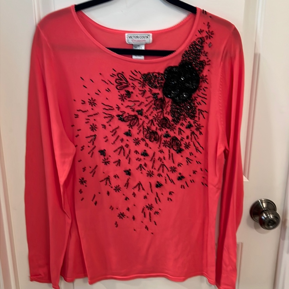Hollywood designer, Victor Costa, embellished T-shirt/top